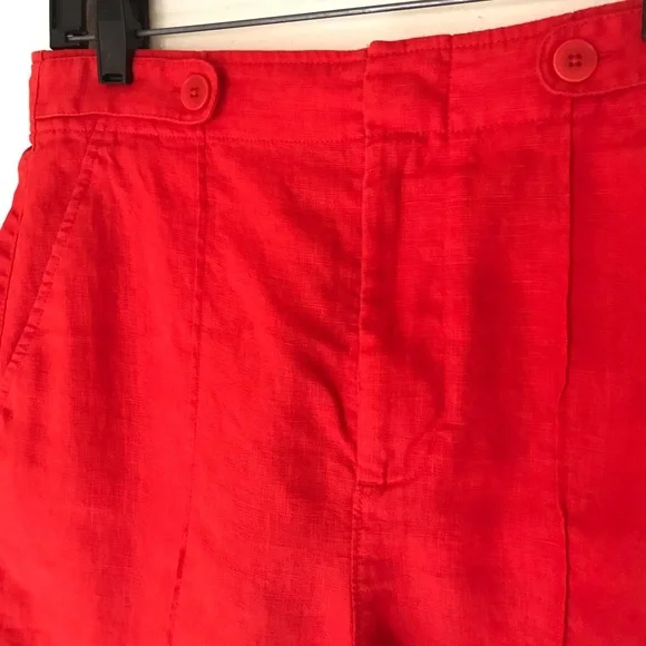 Madewell Clean Button-Tab Shorts in 100% Linen in Rouge - 4 - Picture 4 of 11